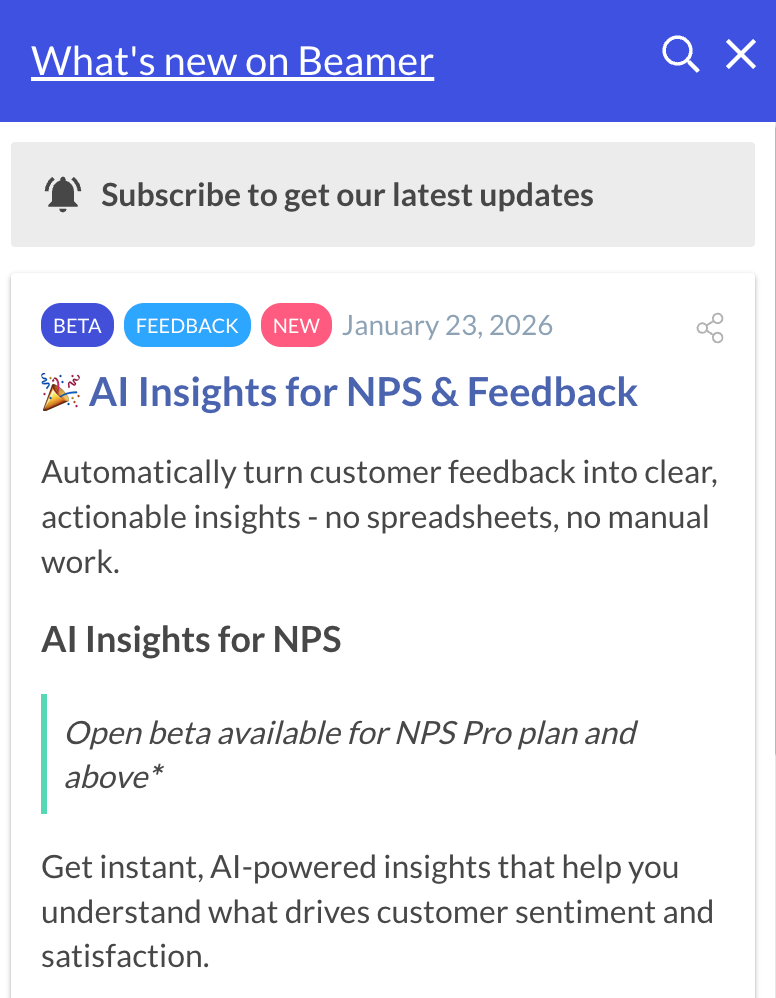 Beamer in-app notification