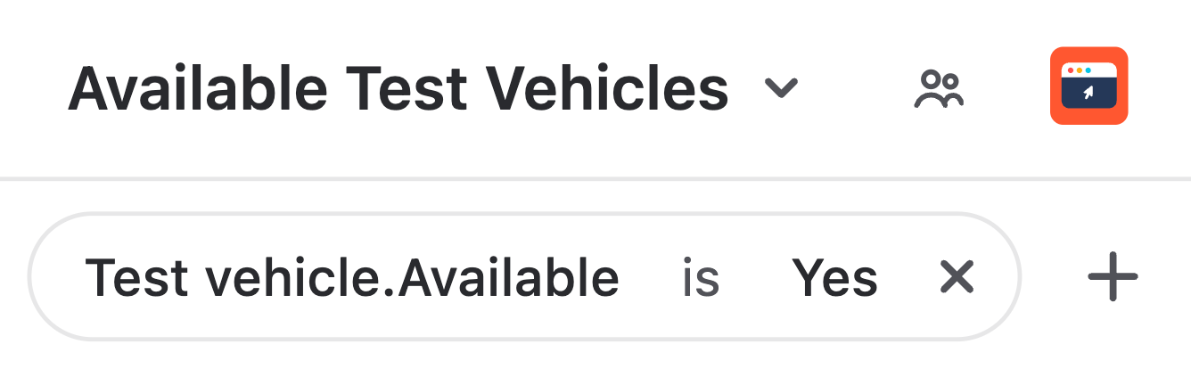 BetterBoard filter showing available test vehicles