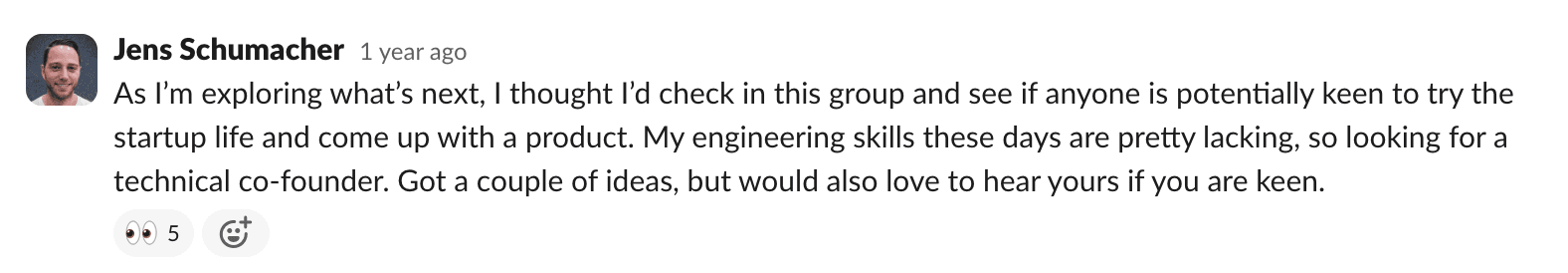 Slack message