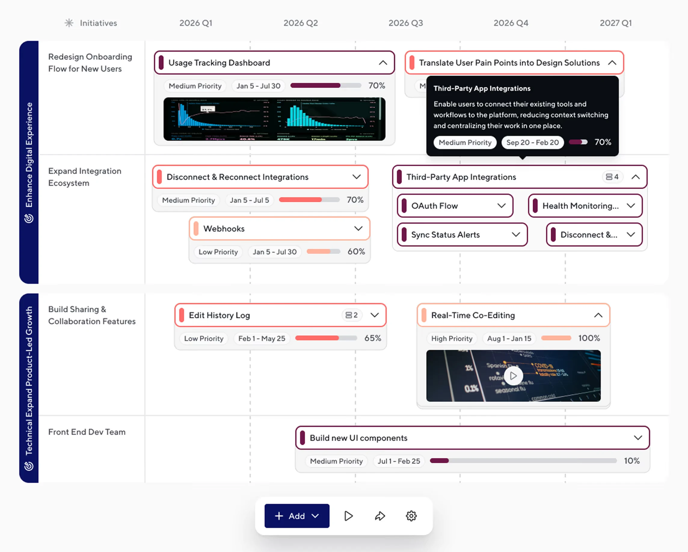 ProductPlan roadmap interface for stakeholder communication