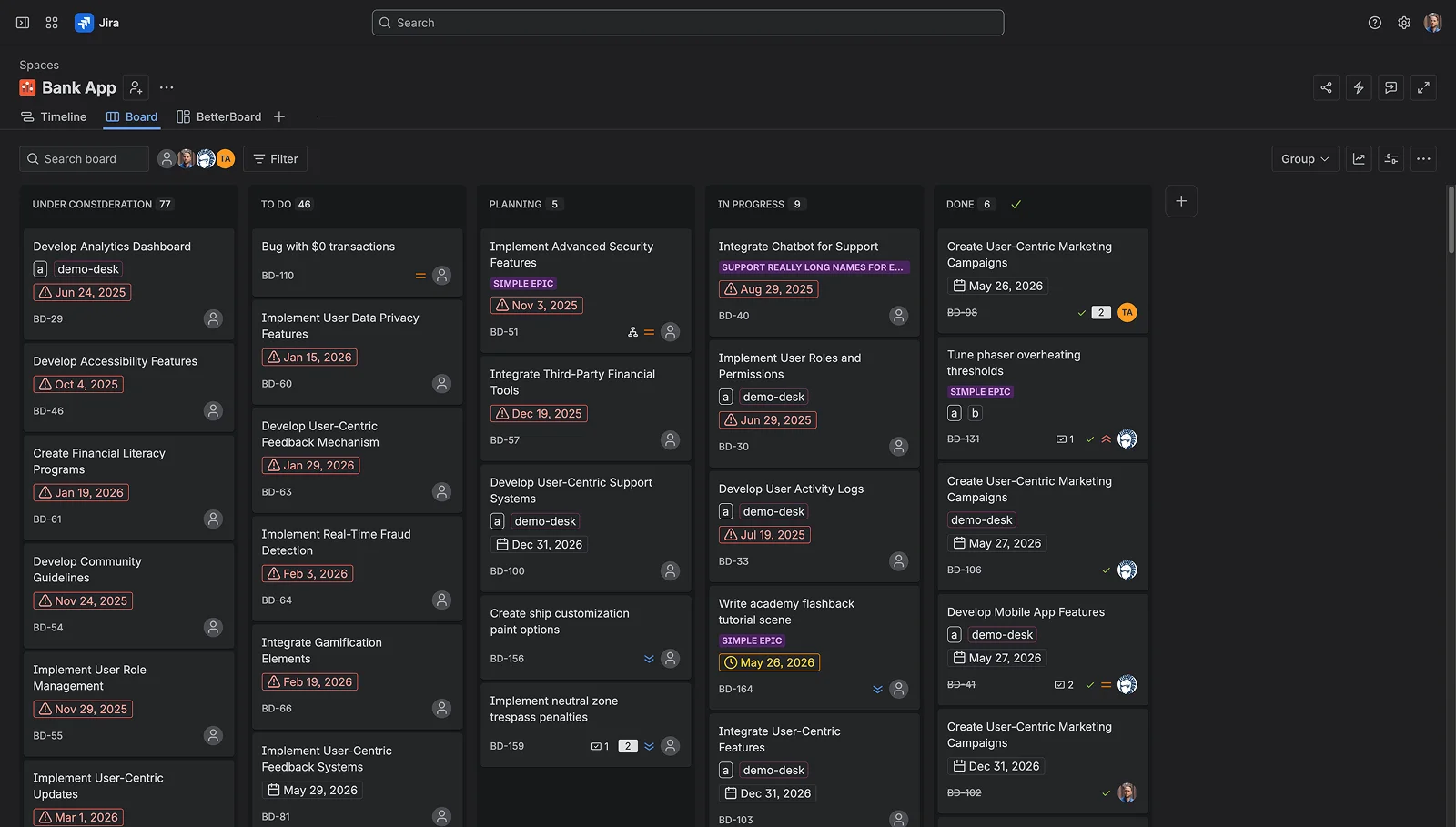 Jira company-managed board