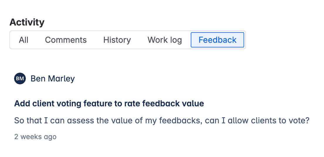 Related customer feedback in a Jira Software issue
