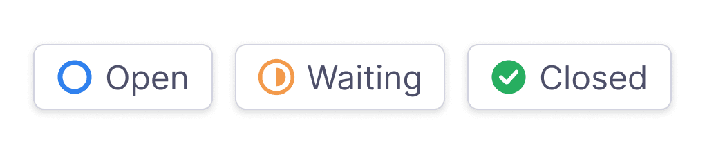 Open, waiting, and closed feedback statuses