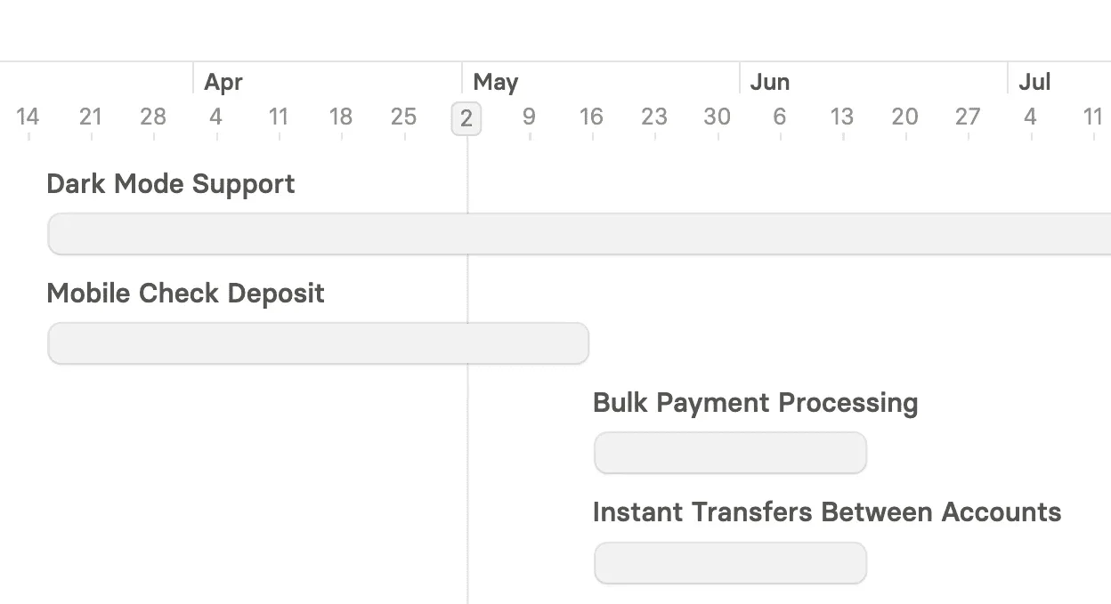 A Hub calendar-based roadmap timeline for coordinating upcoming work